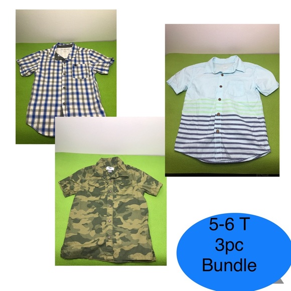 3 pc bundle Boys  5-6T button down shirts. All 3 - Picture 1 of 4